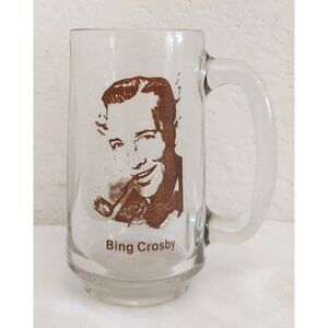 Rare Bing Crosby Vintage Glass Mug with Handle from The Tinder Box 5.5" Tall